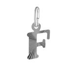 Pendentif en argent rhodi� lettre f stri�es