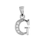 Pendentif en argent rhodié lettre g ornée d'oxydes blancs sur une partie Pendentif en argent rhodié lettre g ornée d'oxydes blancs sur une partie
