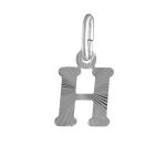 Pendentif en argent rhodi� lettre h stri�es