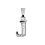 Pendentif en argent rhodié lettre j ornée d'oxydes blancs sur une partie Pendentif en argent rhodié lettre j ornée d'oxydes blancs sur une partie