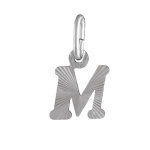 Pendentif en argent rhodi lettre m stries