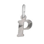 Pendentif en argent rhodié lettre p striées Pendentif en argent rhodié lettre p striées