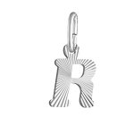 Pendentif en argent rhodi� lettre r stri�es
