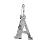Pendentif en argent rhodi� lettre a stri�es