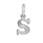 Pendentif en argent rhodi� lettre s stri�es
