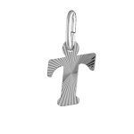 Pendentif en argent rhodi� lettre t stri�es
