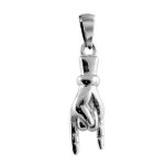 Pendentif en argent rhodi� main porte bonheur italien