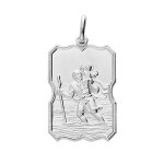 Pendentif en argent rhodi massif saint - christophe rectangulaire