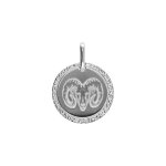 Pendentif en argent rhodi mdaille 15mm zodiaque blier