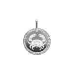 Pendentif en argent rhodi mdaille 15mm zodiaque cancer