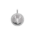 Pendentif en argent rhodi mdaille 15mm zodiaque scorpion