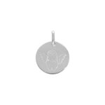 Pendentif en argent rhodi mdaille ronde 15mm motif ange