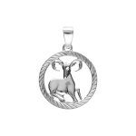 Pendentif en argent rhodi mdaille striee15mm zodiaque blier decoup