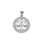 Pendentif en argent rhodi mdaille zodiaque balance