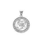 Pendentif en argent rhodi mdaille zodiaque cancer