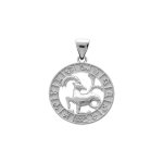 Pendentif en argent rhodi mdaille zodiaque capricorne