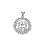 Pendentif en argent rhodi mdaille zodiaque gmeaux