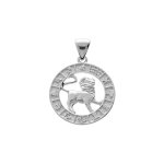 Pendentif en argent rhodi mdaille zodiaque lion