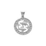 Pendentif en argent rhodi mdaille zodiaque poissons