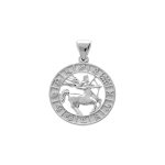 Pendentif en argent rhodi mdaille zodiaque sagittaire