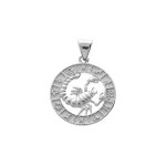 Pendentif en argent rhodi mdaille zodiaque scorpion
