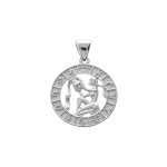 Pendentif en argent rhodi mdaille zodiaque verseau