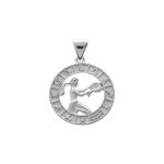 Pendentif en argent rhodi mdaille zodiaque vierge