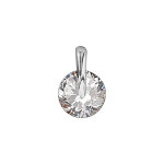 Pendentif en argent rhodi� oxyde rond blanc retenu par b�li�re lisse