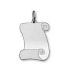 Pendentif en argent rhodi� parchemin � graver grand mod�le 25mm x 35mm - plaque fine