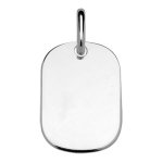 Pendentif en argent rhodié plaque g. i. arrondie à graver - dimensions 18m x 25, 7mm - plaque fine Pendentif en argent rhodié plaque g. i. arrondie à graver - dimensions 18m x 25, 7mm - plaque fine