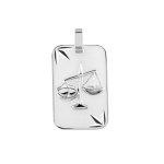 Pendentif en argent rhodi� plaque g. i diamant� �toil� zodiaque balance