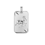 Pendentif en argent rhodi plaque g. i diamant toil zodiaque blier