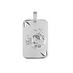 Pendentif en argent rhodi� plaque g. i diamant� �toil� zodiaque cancer