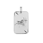 Pendentif en argent rhodi� plaque g. i diamant� �toil� zodiaque sagittaire