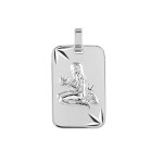 Pendentif en argent rhodi� plaque g. i diamant� �toil� zodiaque vierge