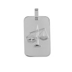 Pendentif en argent rhodi plaque g. i. rectangulaire arrondie zodiaque balance