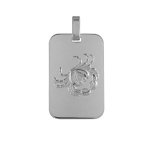 Pendentif en argent rhodi plaque g. i. rectangulaire arrondie zodiaque cancer