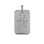 Pendentif en argent rhodi plaque g. i. rectangulaire arrondie zodiaque gmeaux
