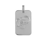 Pendentif en argent rhodi plaque g. i. rectangulaire arrondie zodiaque scorpion