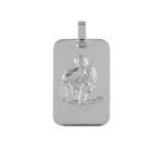 Pendentif en argent rhodi plaque g. i. rectangulaire arrondie zodiaque verseau