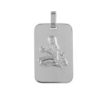 Pendentif en argent rhodi plaque g. i. rectangulaire arrondie zodiaque vierge