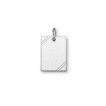 Pendentif en argent rhodi� plaque g. i. rectangulaire � graver avec striures dans 2 angles - dimensions ...