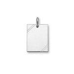 Pendentif en argent rhodi� plaque g. i. rectangulaire � graver avec striures dans 2 angles - dimensions ...