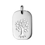 Pendentif en argent rhodi plaque rectangulaire avec arbre de vie ajour