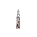 Pendentif en argent rhodié tiki 13mm tendresse amour fond orangé Pendentif en argent rhodié tiki 13mm tendresse amour fond orangé
