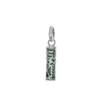 Pendentif en argent rhodié tiki 13mm tendresse amour fond vert Pendentif en argent rhodié tiki 13mm tendresse amour fond vert