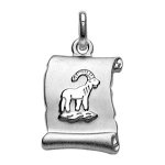 Pendentif en argent rhodi zodiaque parchemin simple capricorne
