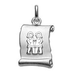 Pendentif en argent rhodi zodiaque parchemin simple gmeaux