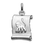 Pendentif en argent rhodi zodiaque parchemin simple lion