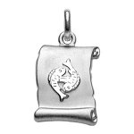 Pendentif en argent rhodi zodiaque parchemin simple poissons